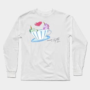 Unicorn in a cup cute gift blue and purple uniconio Long Sleeve T-Shirt